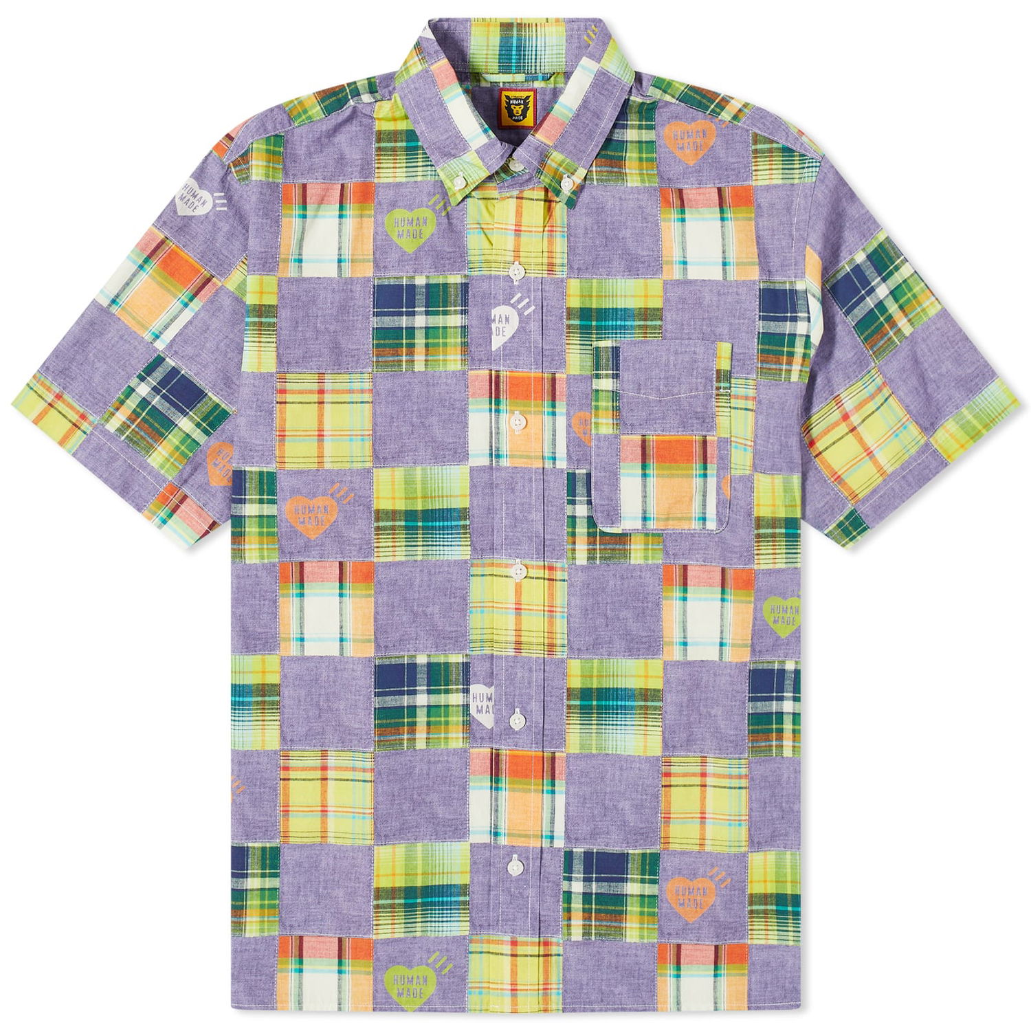 Риза Human Made Short Sleeve Patchwork Print Shirt Лилаво | HM25SH013-BL, 1