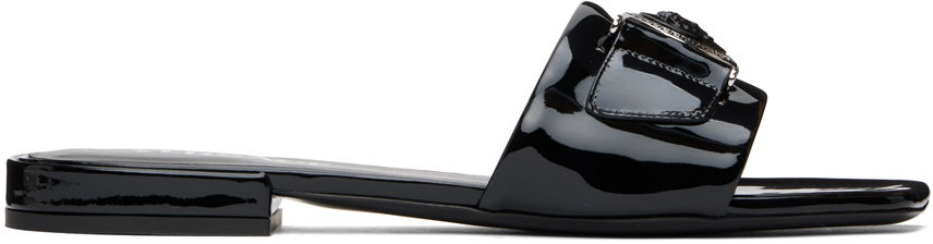 Кецове и обувки Versace Black Medusa Buckle Leather Mules Черно | 1014877_D2VE, 0