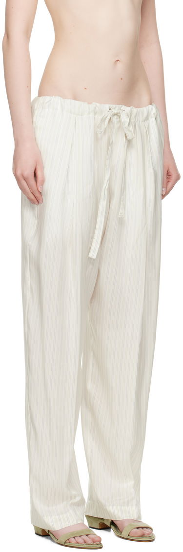Панталони Khaite KHAITE Trenton Striped Drawstring Trousers Бяло | 31603003, 1