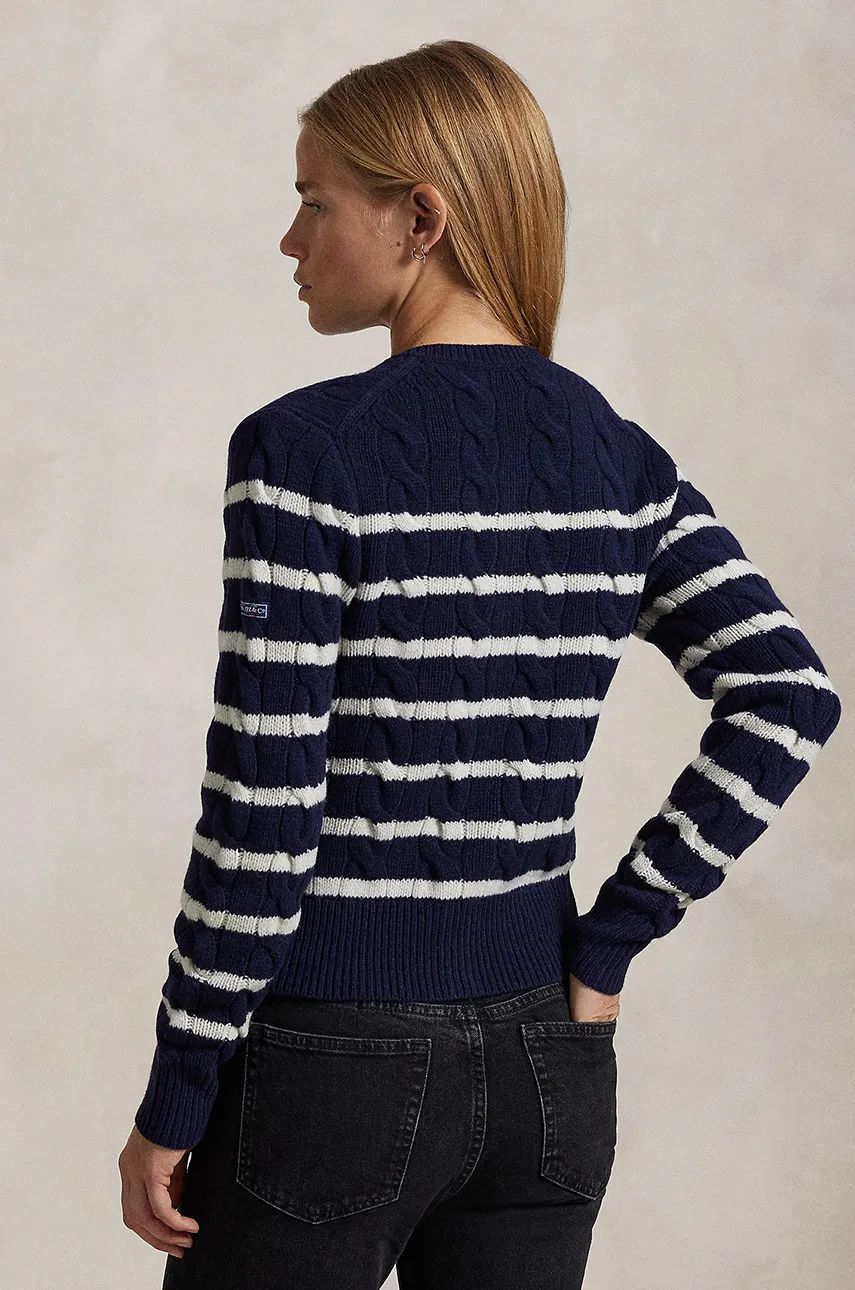Пуловер Polo by Ralph Lauren Navy Blue & White Striped Cardigan Синьо | 211947909, 1