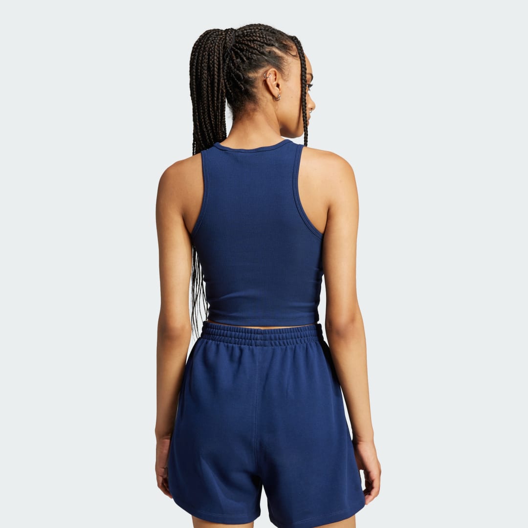 Къси панталони adidas Performance Ribbed Cropped Tank Top Синьо | JC9010, 1