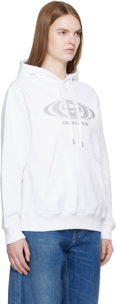 Суитчър Casablanca Crystal Warped Logo Hoodie Бяло | W-SP26-JTP-362-01, 1