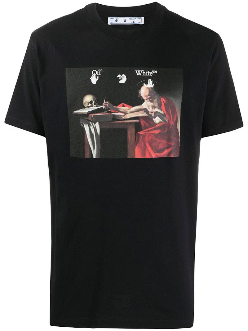 Тениска Off-White Slim Fit Saint Jerome Writing  T-shirt Черно | OMAA027R21JER0041025