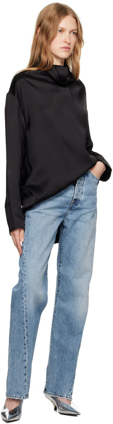 Риза TOTEME Funnel Neck Satin Blouse Черно | 244-WRT0371-FB0208, 3