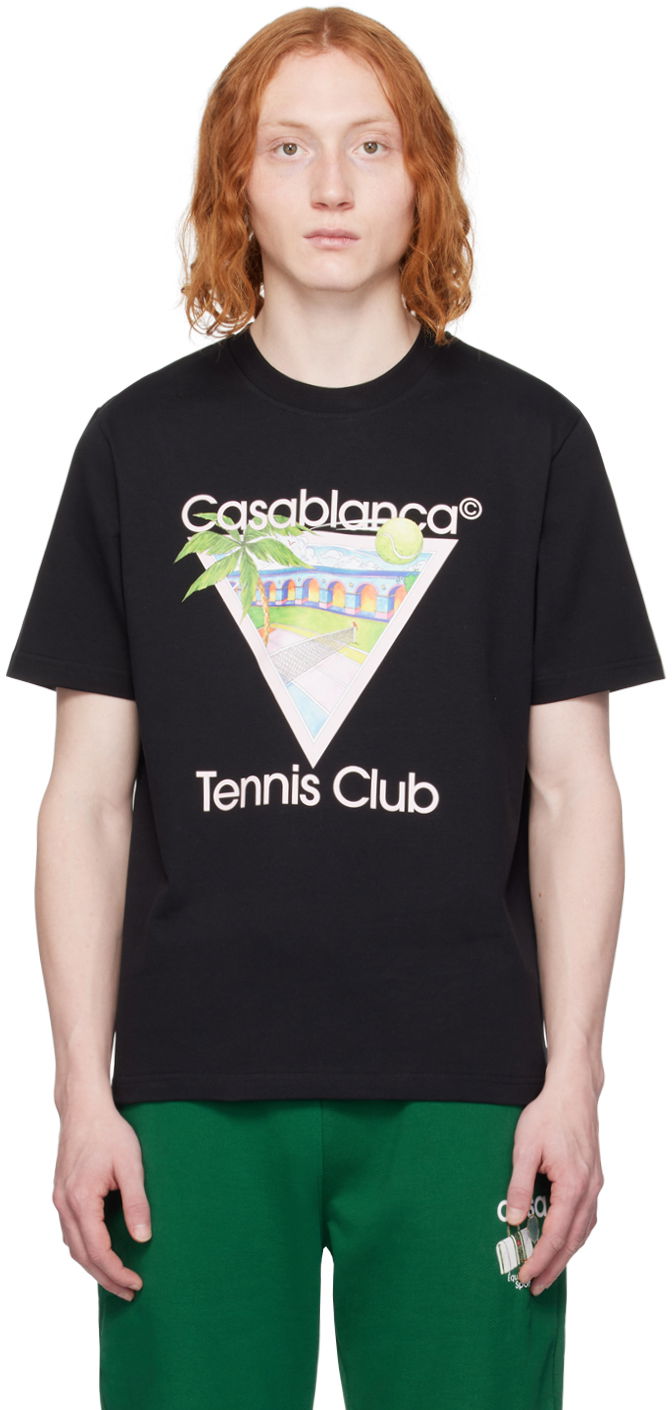 Тениска Casablanca SSENSE x 'Tennis Club' Icon T-Shirt Черно | MPS24-JTS-001-12, 0