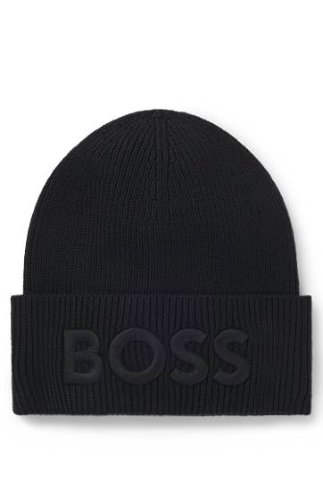 Шапка BOSS BOSS Wool-Blend Beanie with Embroidered Logo Черно | 50522449