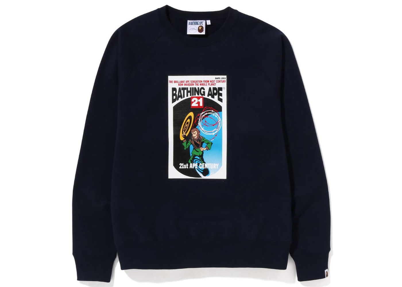 Пуловер BAPE Bathing Ape Relaxed Fit 21st Century Crewneck Тъмно синьо | 1J30-113-001, 0
