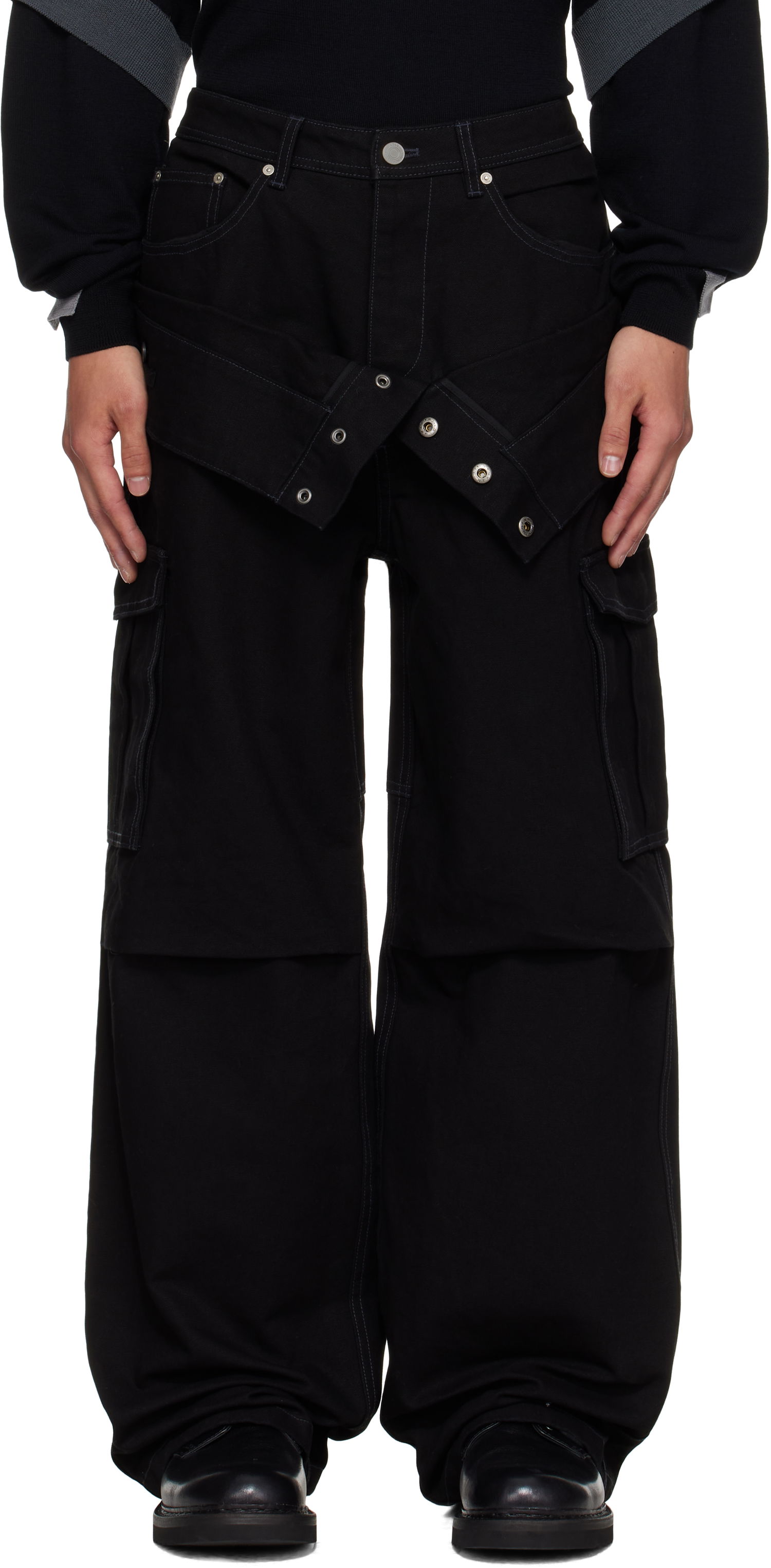 Дънки Andersson Bell Andersson Bell Double Waist Work Wide-Leg Jeans Черно | apa834u, 0