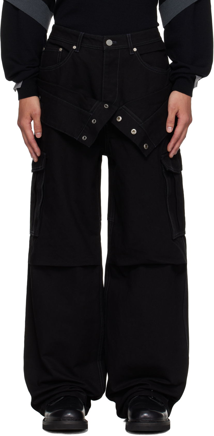 Дънки Andersson Bell Andersson Bell Double Waist Work Wide-Leg Jeans Черно | apa834u