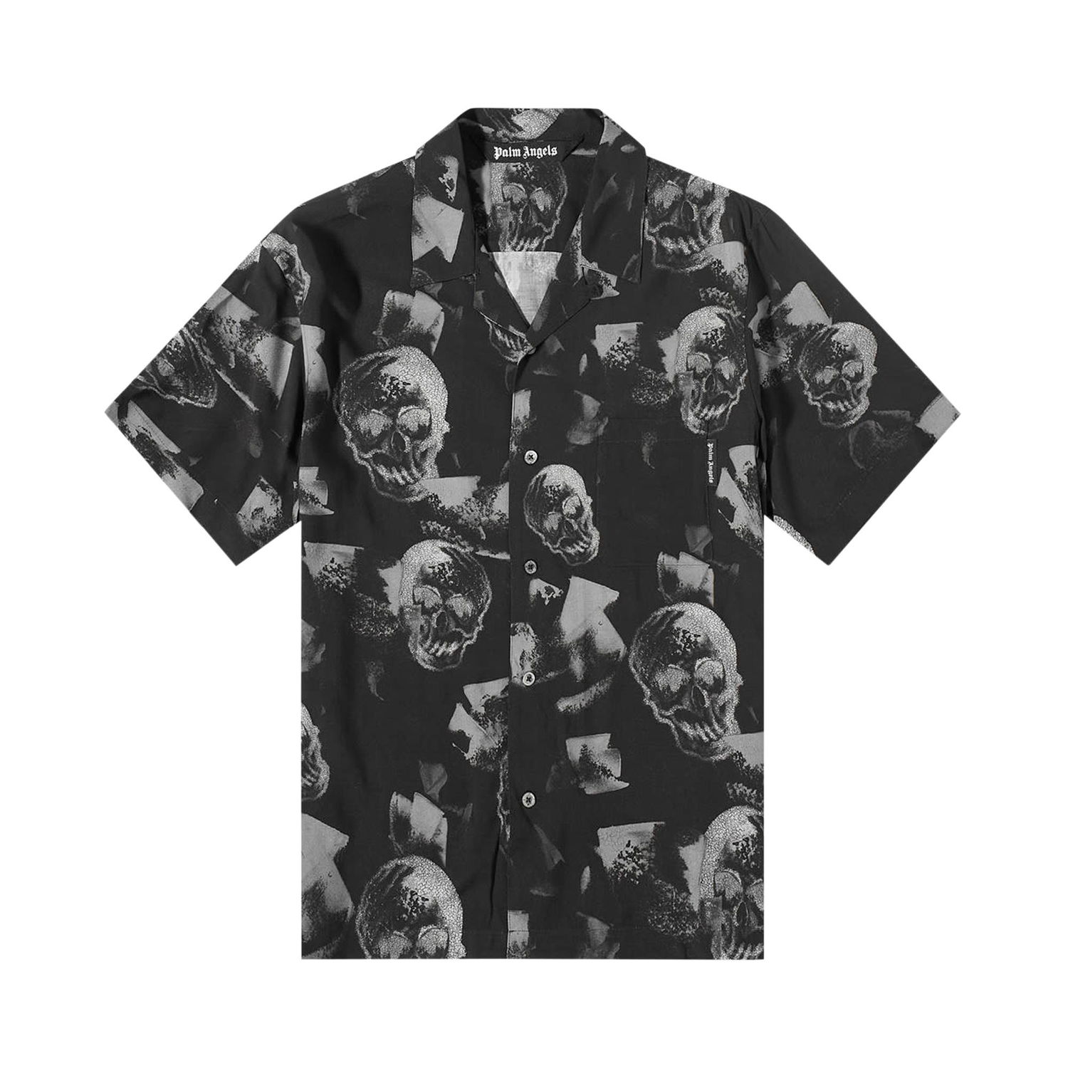 Риза Palm Angels Skull Print Bowling Shirt Черно | PMGA110F22FAB0091001, 1