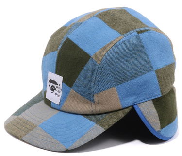 Шапка с козирка BAPE BAPE Block Check Earflap Cap Синьо | 001CPI801001M, 3