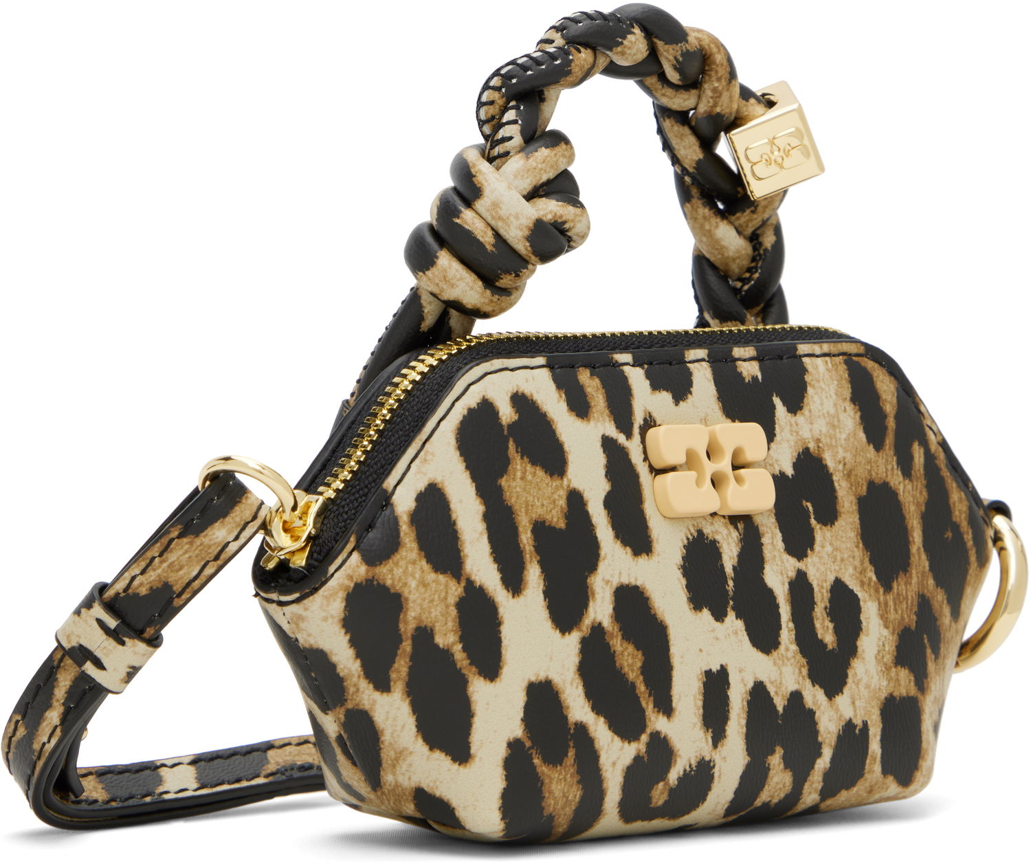 Дамска чанта GANNI GANNI Nano Bou Leopard Print Bag Бежово | A6549, 1