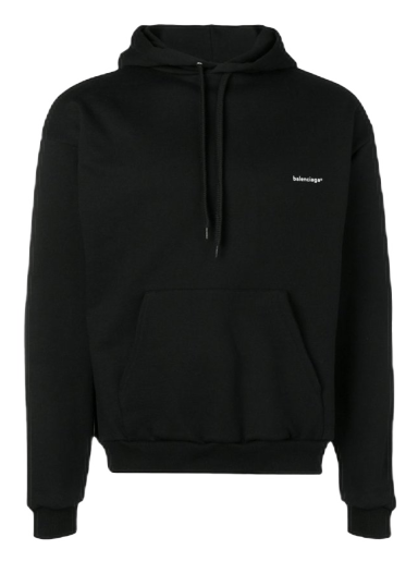 Суитчър Balenciaga Small Contrast Logo Print Hoodie Черно | 556145TYK271000