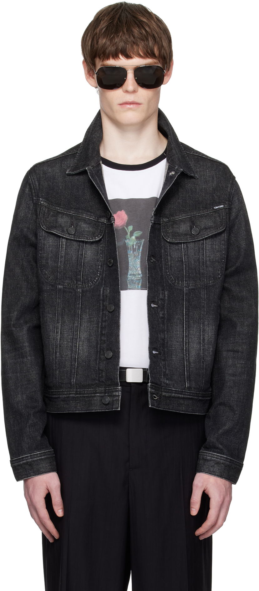 Яке Tom Ford TOM FORD Icon Selvedge Denim Jacket Черно | DJI001-DMC076