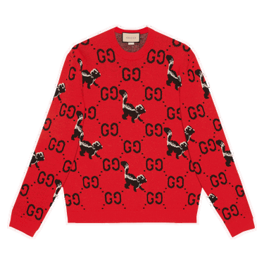 Пуловер Gucci GG And Skunk Wool Knit Sweater Червено | 711576 XKCL2 6229, 0