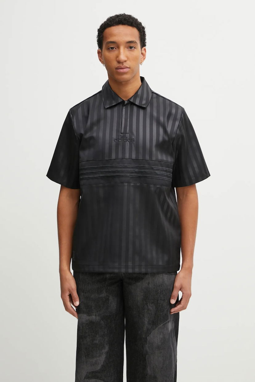 Поло тениска adidas Originals Originals Striped Satin Jersey Polo Shirt Черно | JV7586