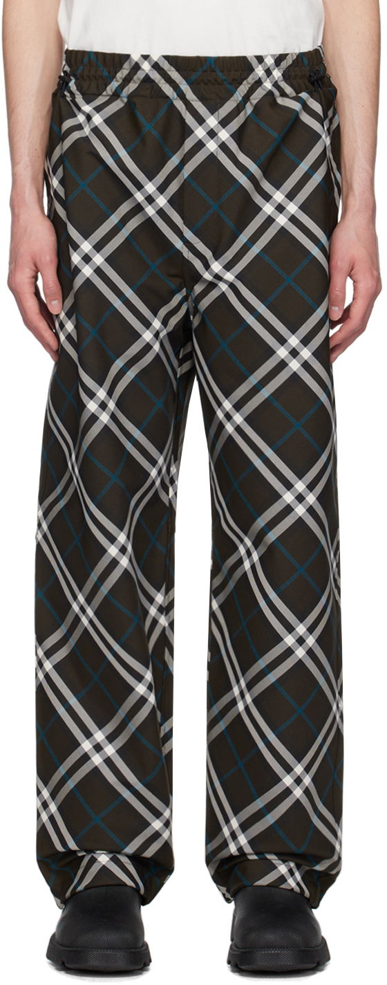 Khaki Check Track Pants