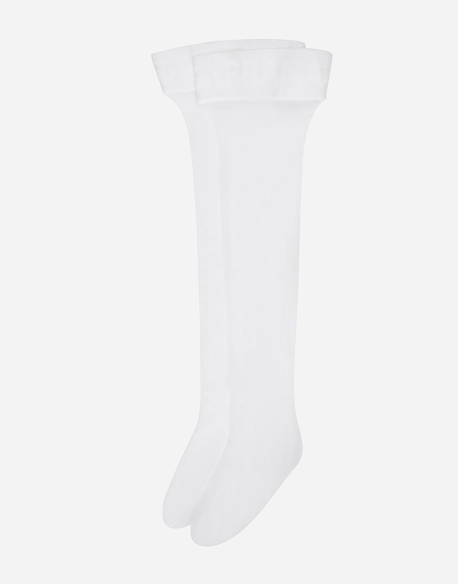 Чорапи Dolce & Gabbana Sheer Thigh-High Logo-Knit Socks Бяло | O4A70TONO28W0800, 1