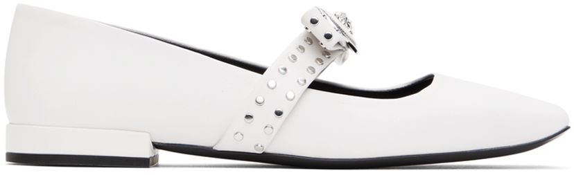 Облекло Versace Versace Gianni Ribbon Studded Ballerina Flats Бяло | 1016073_1A01006_1W00P