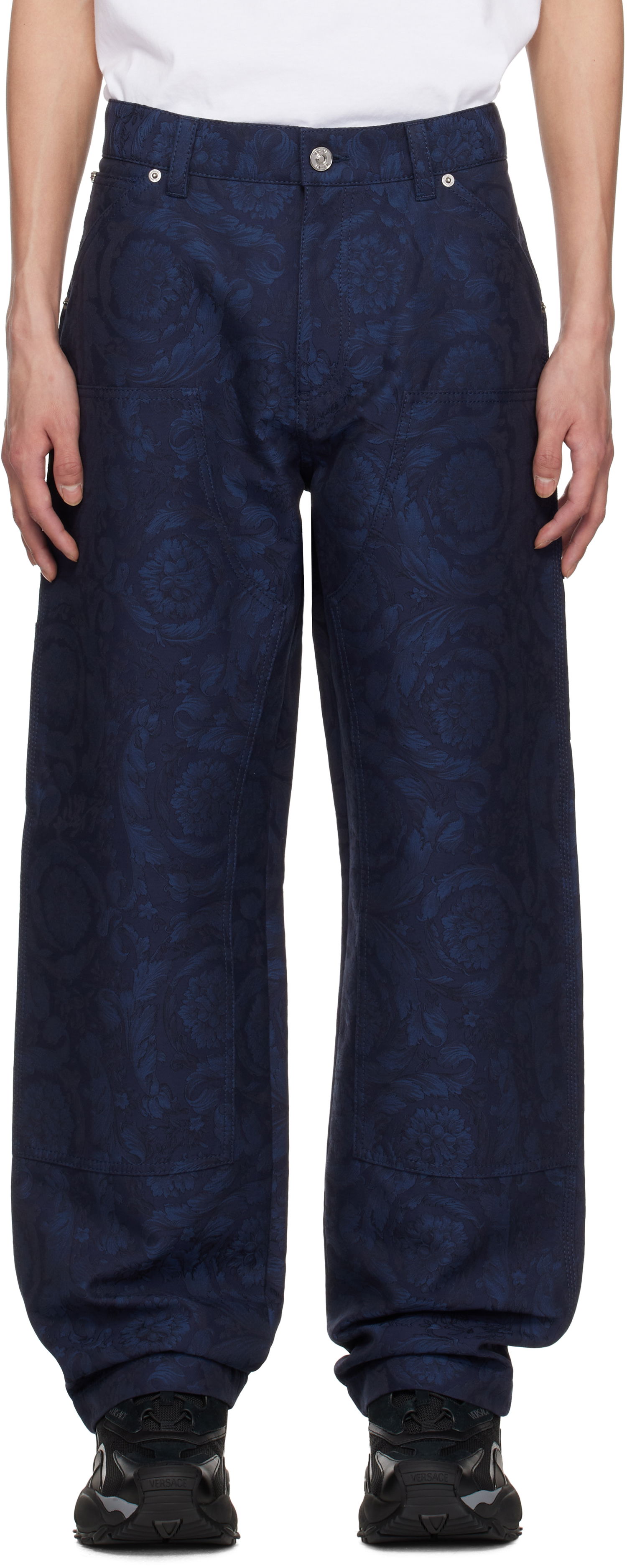 Дънки Versace Versace Barocco Jacquard Carpenter Trousers Синьо | 1018885_1A09781, 0