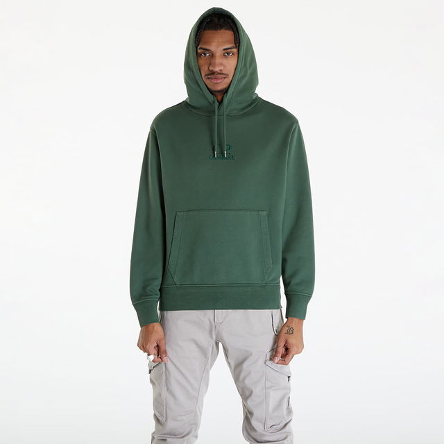 Cotton Diagonal Sweat Hoodie Duck Green