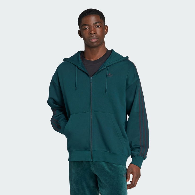 Суитчър adidas Performance Adicolor Oversize Zip Hoodie Зелено | JX1549