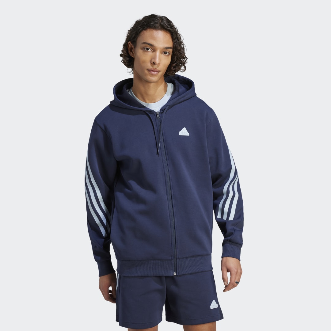 Суитчър adidas Originals Future Icons 3-Stripes Full-Zip Hoodie Тъмно синьо | IJ8879, 0