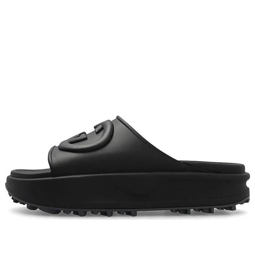 Кецове и обувки Gucci Interlocking Slide Sandals Черно | 692380-JF000-1000