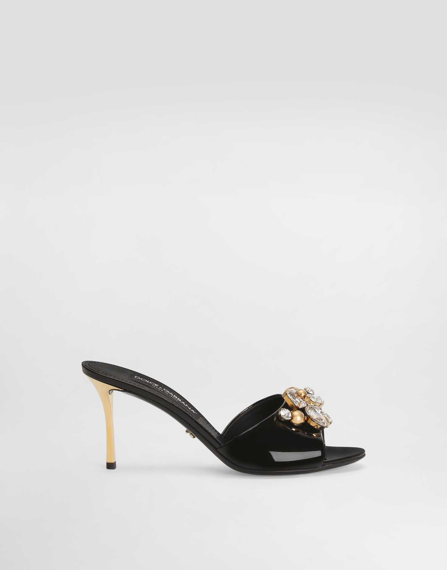 Кецове и обувки Dolce & Gabbana Keira Patent Leather Embellished Mules Черно | CR1958AZ1888Z843, 0