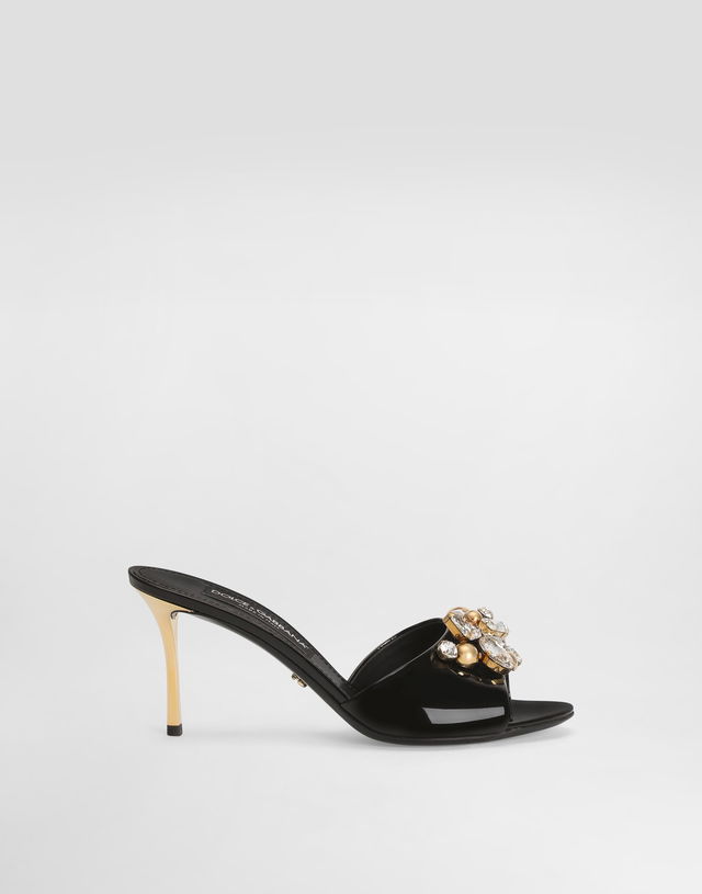 Keira Patent Leather Embellished Mules