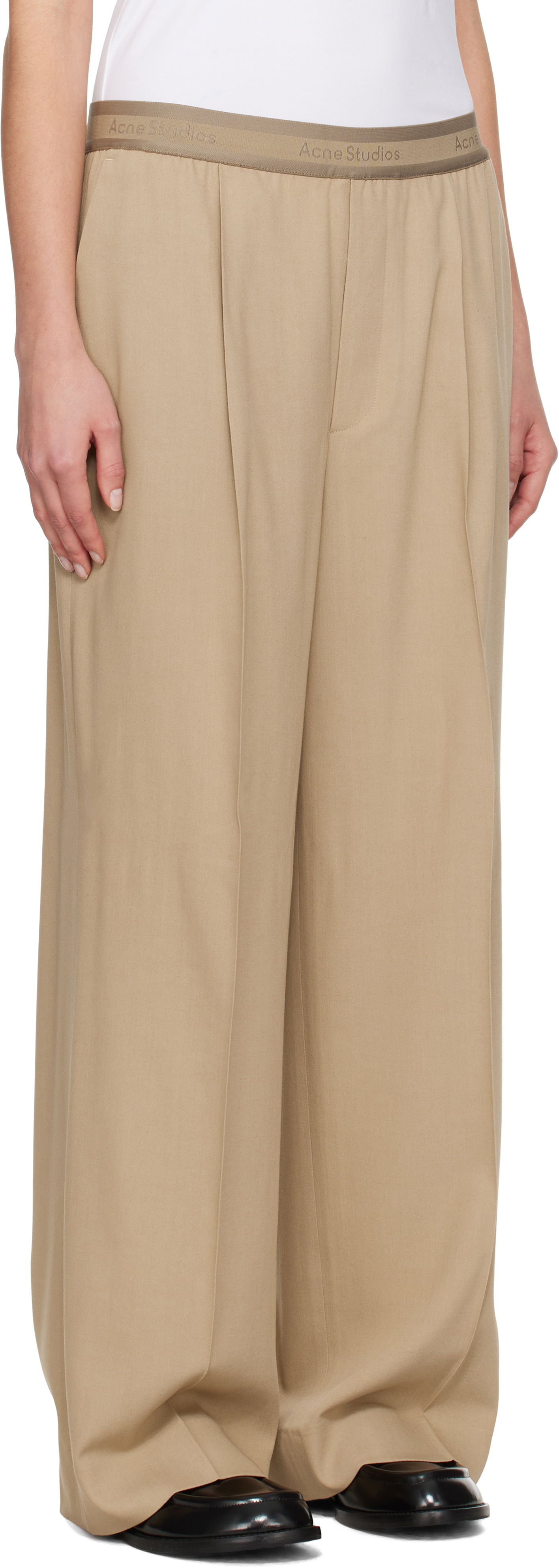 Панталони Acne Studios Taupe Pleated Trousers Бежово | AK0826-, 1
