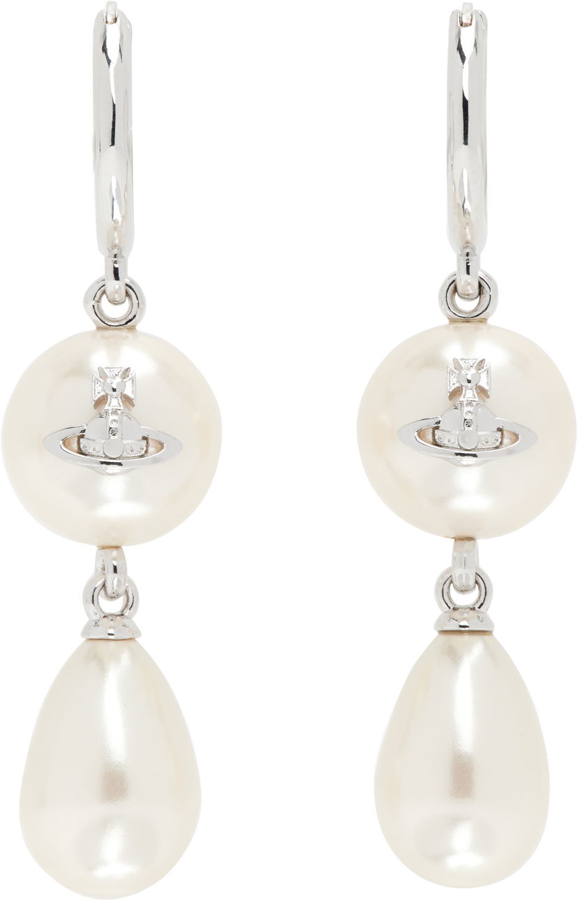 Обеци Vivienne Westwood Martha Dangle Pearl Orb Earrings Бяло | 62020177-02P103-