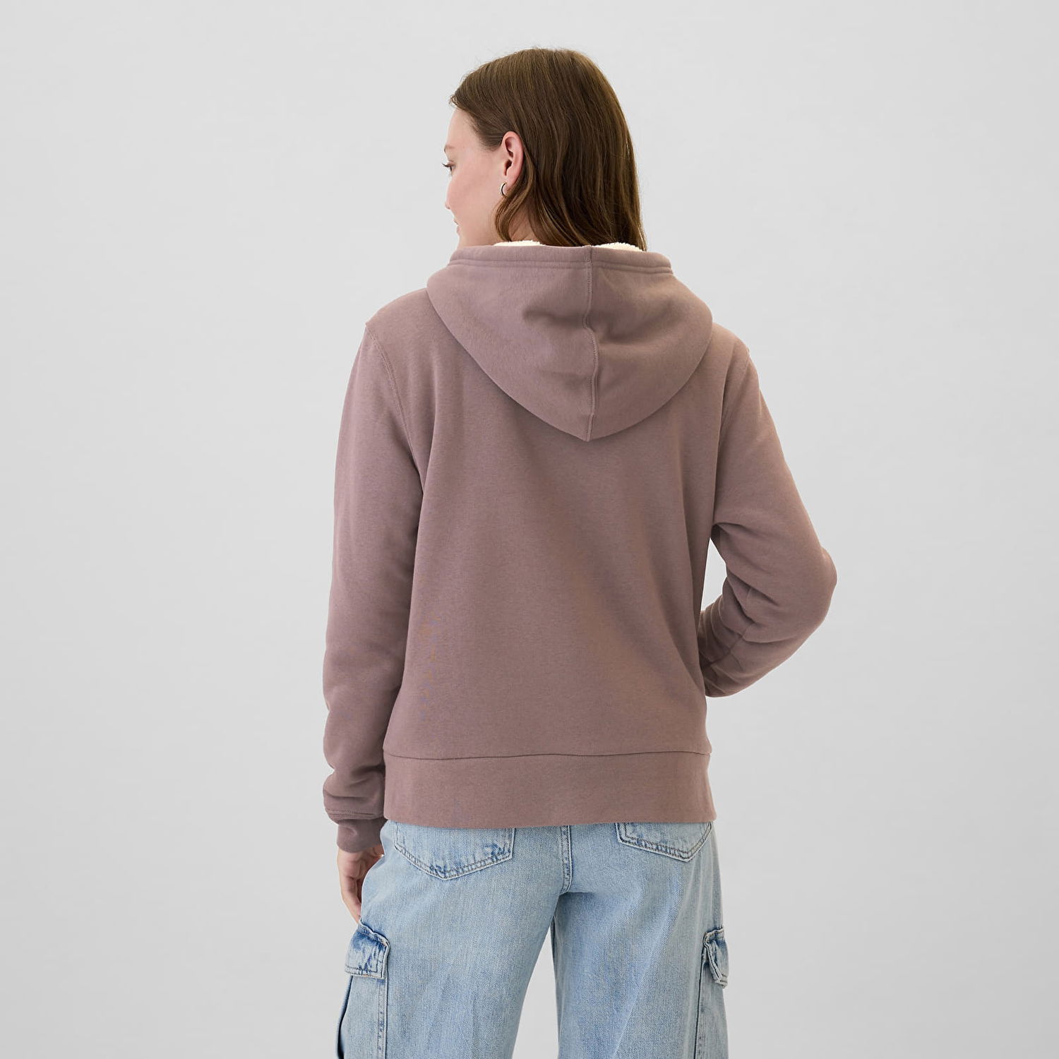 Суитчър GAP Logo Sherpa Fullzip Hoodie Wassel Кафяво | 498594-00, 1