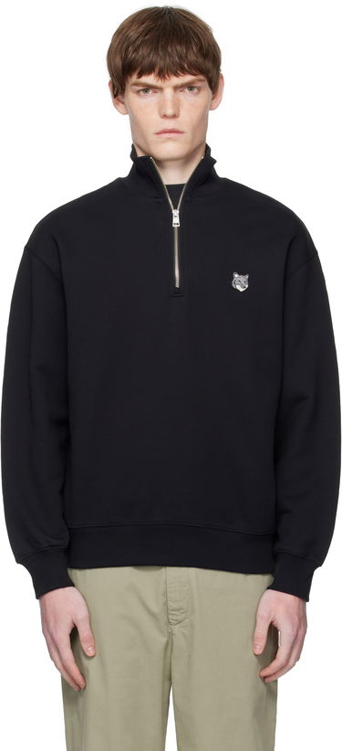 Суитчър MAISON KITSUNÉ Maison Kitsuné Fox Head Comfort Half Zip Sweatshirt Черно | PM00305KM0341, 0