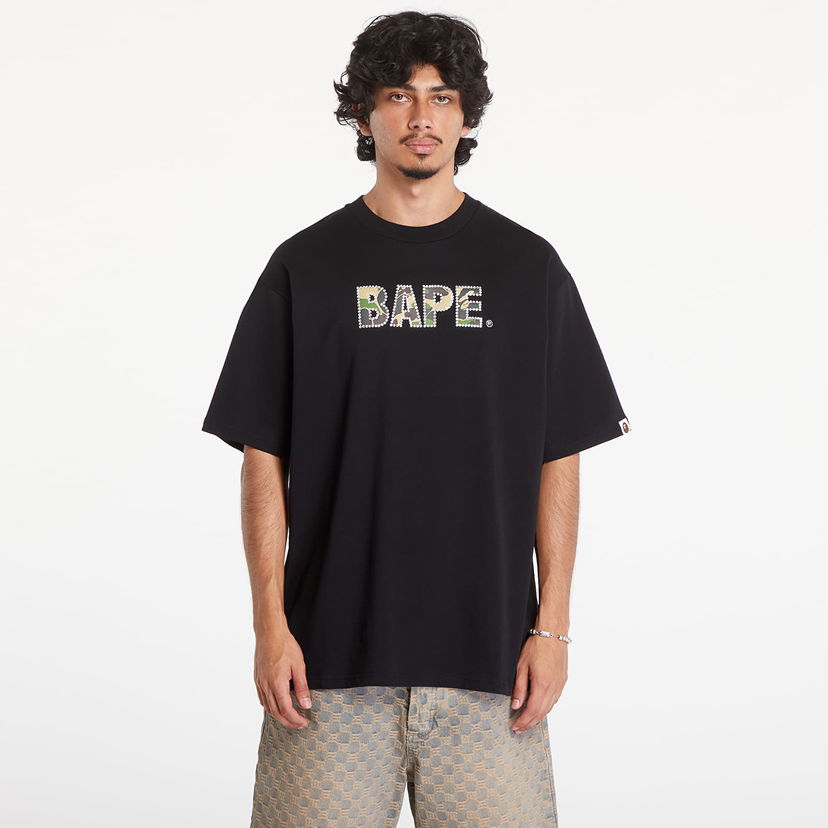 Тениска BAPE A BATHING APE Rhinestone Logo Relaxed Fit Short Sleeve Tee Black Черно | 001CSK801307M BLK