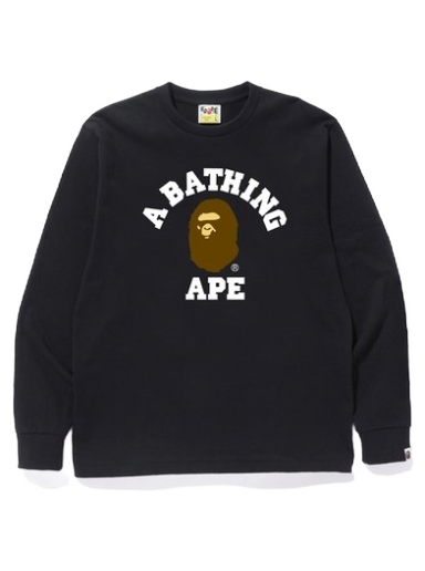 Тениска BAPE College L/S Tee Черно | 1I80-111-011