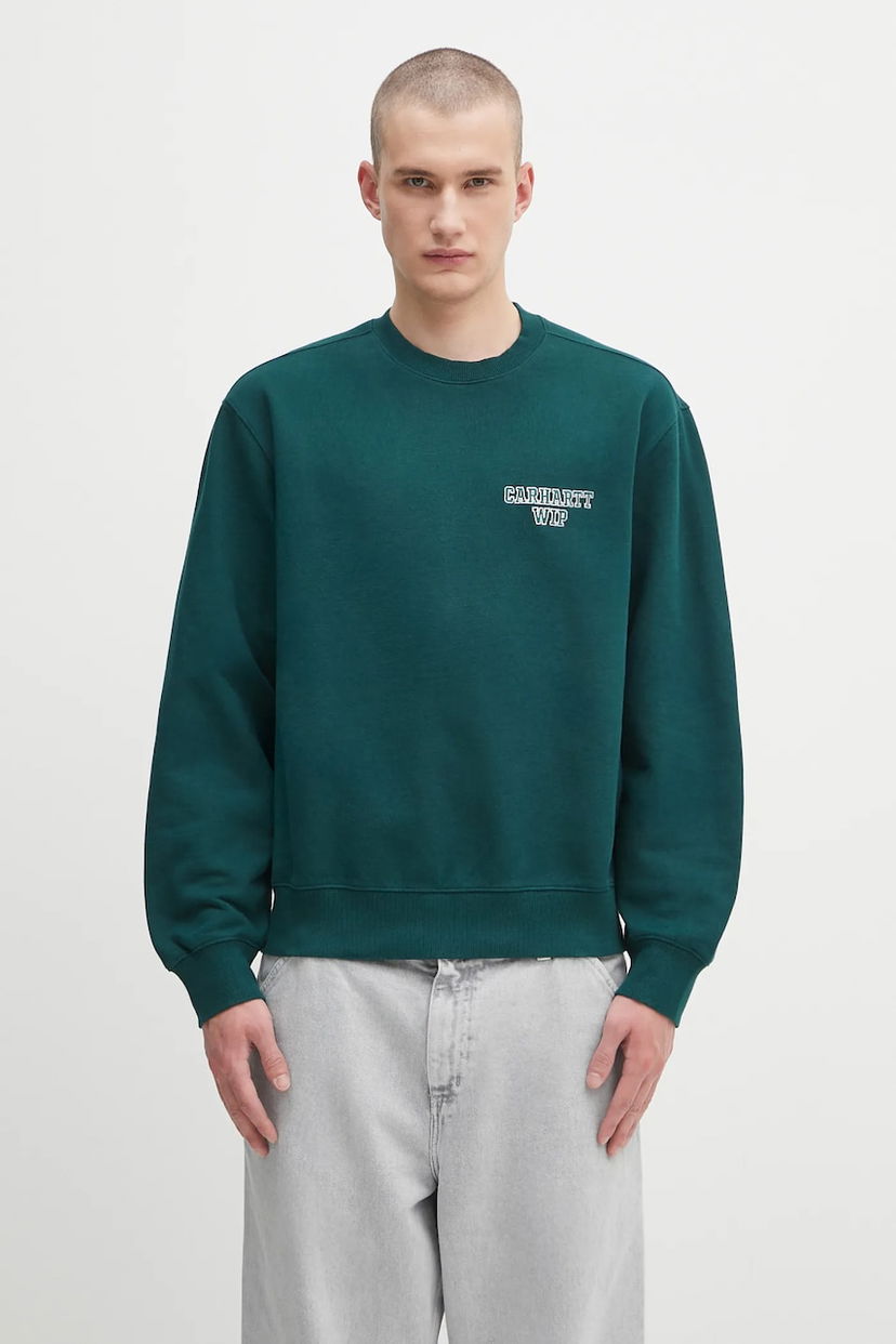 Суитчър Carhartt WIP Alumni Crewneck Sweatshirt with Chest Logo Зелено | I035190.05AXX