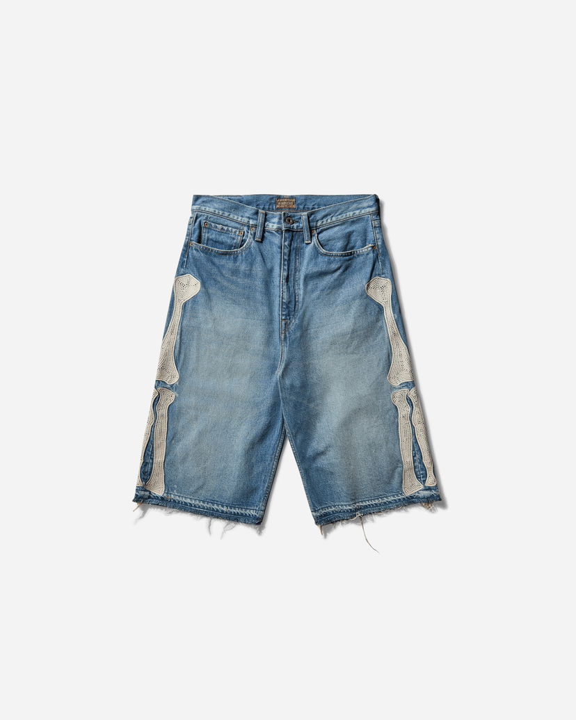 Къси панталони KAPITAL 14oz Denim 5P Bone Shorts Синьо | EK-1448SPA PRO