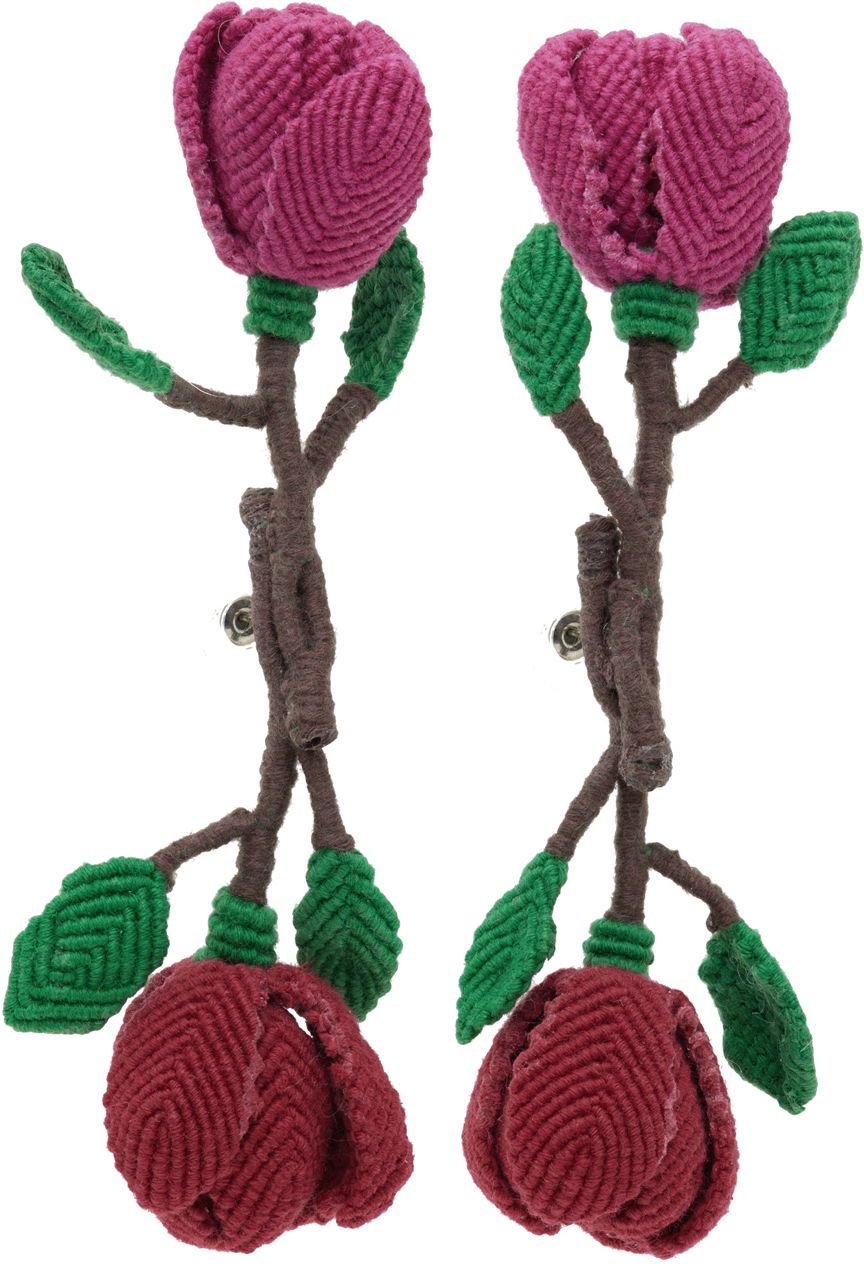 Домашен декор Chopova Lowena Rose Earrings Бургунди | 6227SE, 1