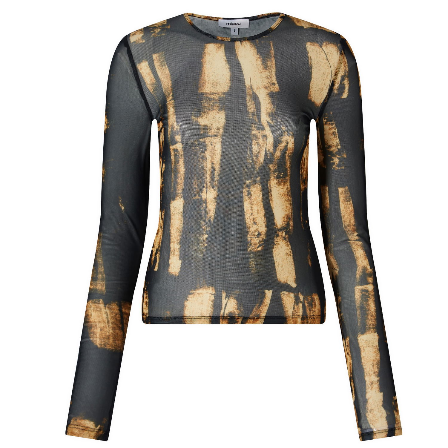 Тениска Miaou Miaou Semi-Sheer Long Sleeve Top Кафяво | 7029PM2TBR, 0