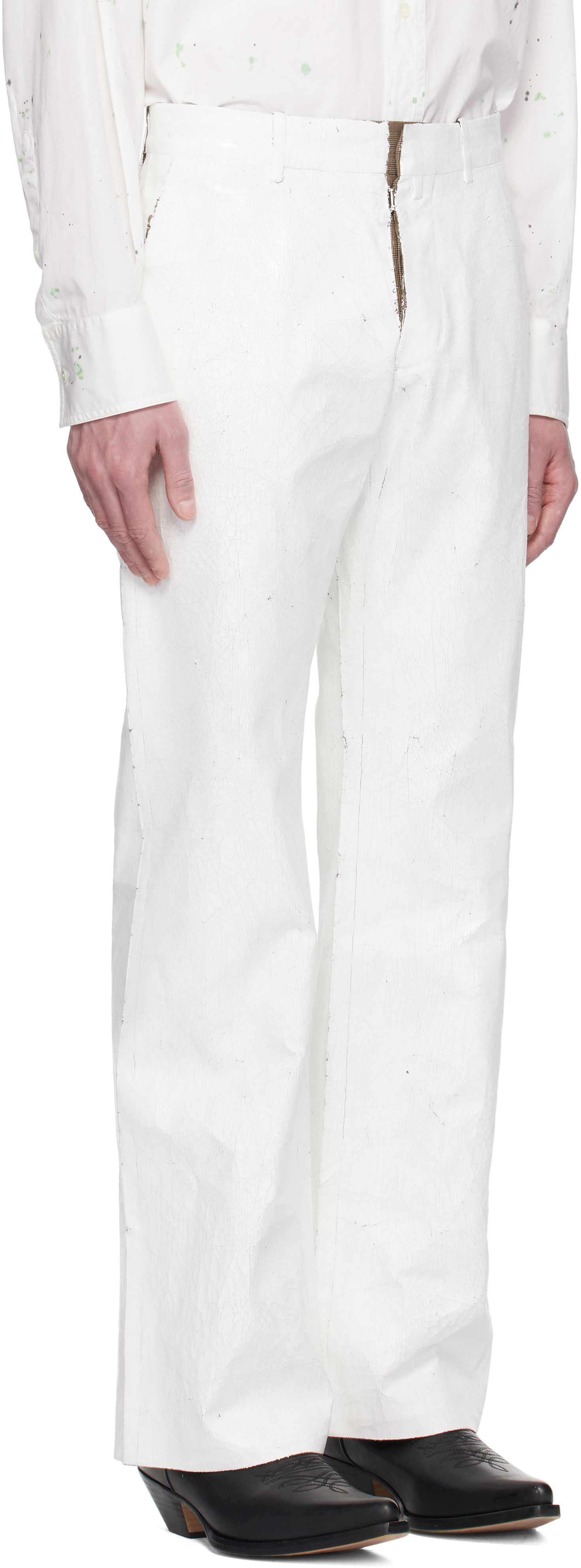 Панталони Maison Margiela MM6 Maison Margiela Painted Trousers Бяло | SH2KA0026 M35437, 1