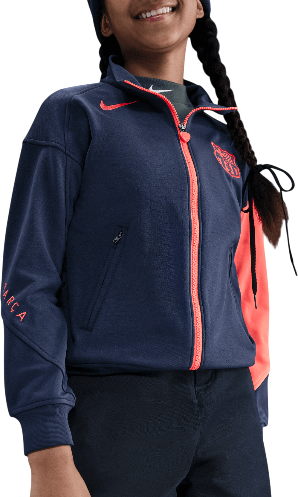 Яке Nike Dri-FIT Total 90 FC Barcelona Soccer Anthem Jacket Тъмно синьо | hm4179-410, 0