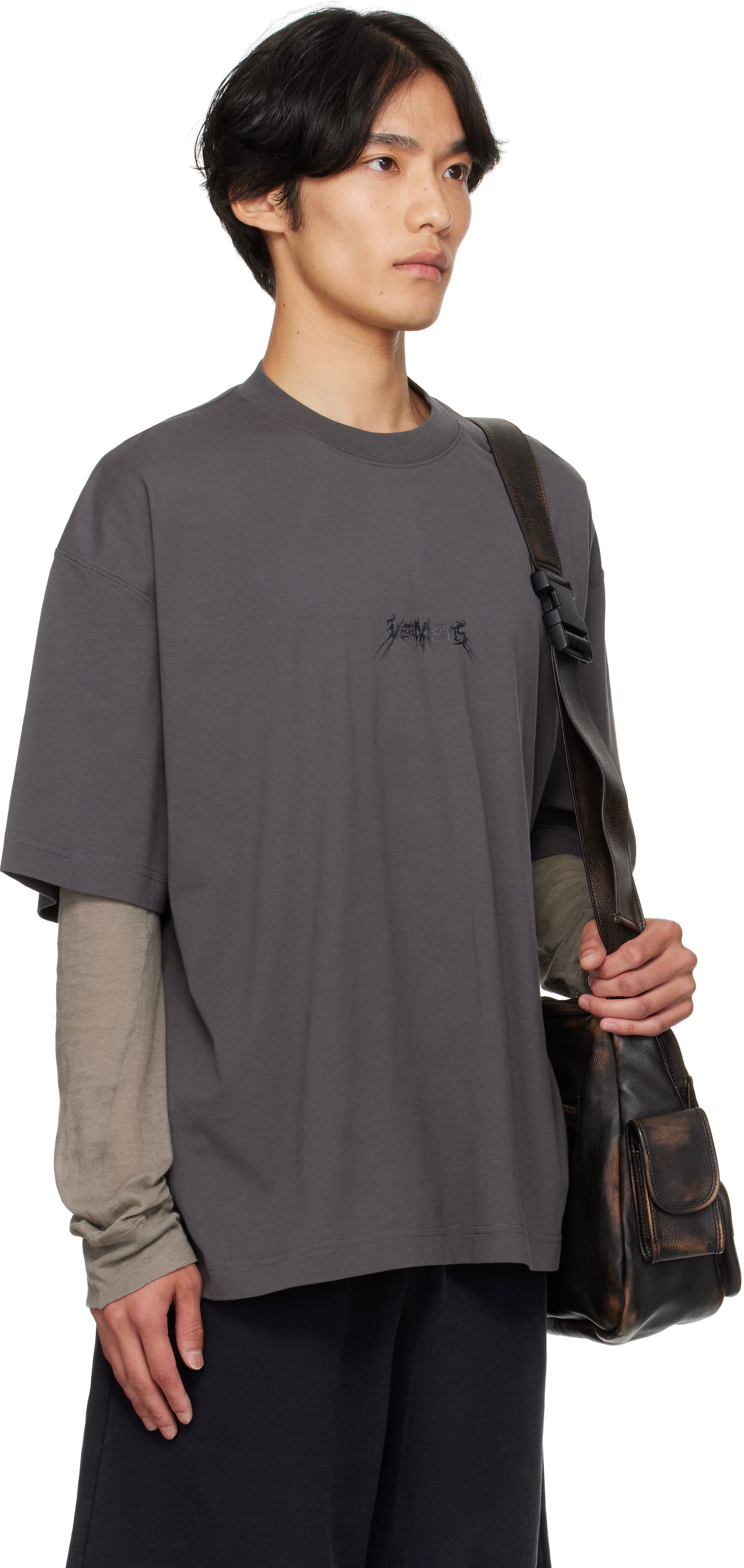 Тениска VETEMENTS VETEMENTS Metal Logo Regular Fit T-Shirt Сиво | UH76TR600M, 1