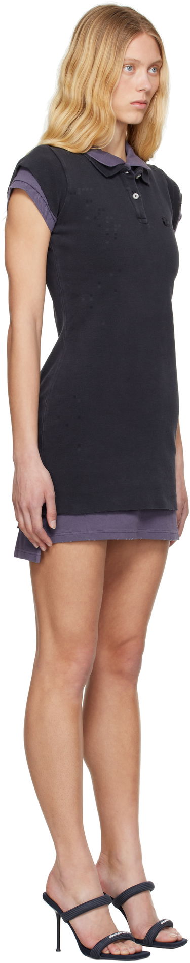 Pокля Alexander Wang Alexander Wang Layered Polo Mini Dress Черно | 4CC2256297, 1