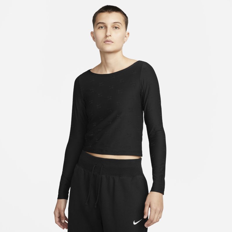 Съкратен топ Nike Long-Sleeve Top With Print Черно | DQ6919-010, 0
