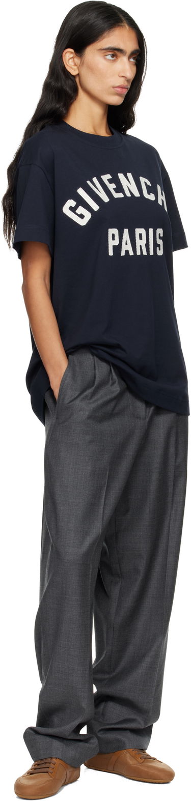 Тениска Givenchy Givenchy Paris Boxy Fit T-shirt Тъмно синьо | BW70FM3YRS411, 3