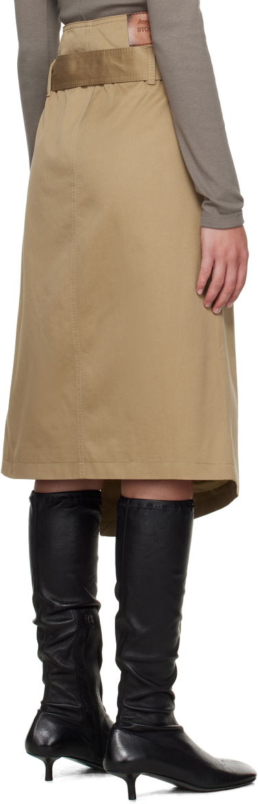 Пола Acne Studios Acne Studios Twill Midi Skirt with Belt Бежово | AF0557-, 2