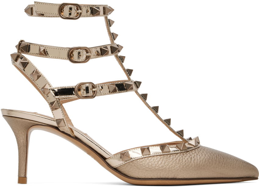 Кецове и обувки Valentino Garavani Bronze Rockstud Heels Бежово | 5W2S0375NNF, 0