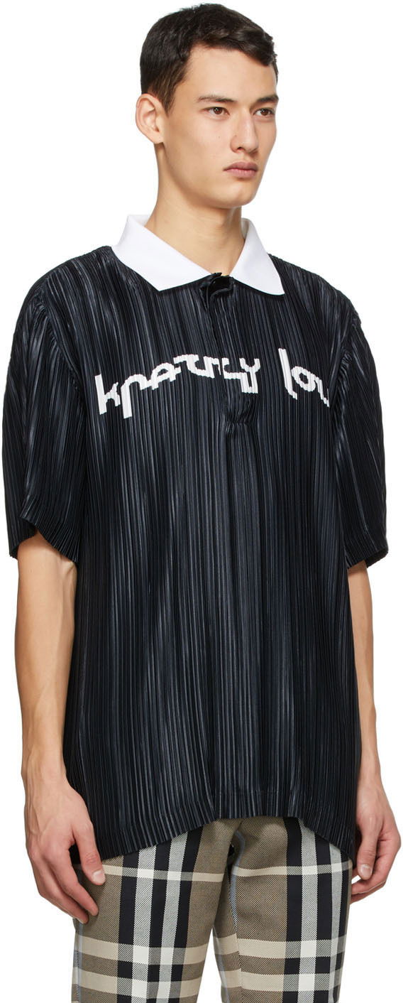 Поло тениска Burberry Burberry 'Crazy Love' Pleated Polo Черно | 4565874, 1