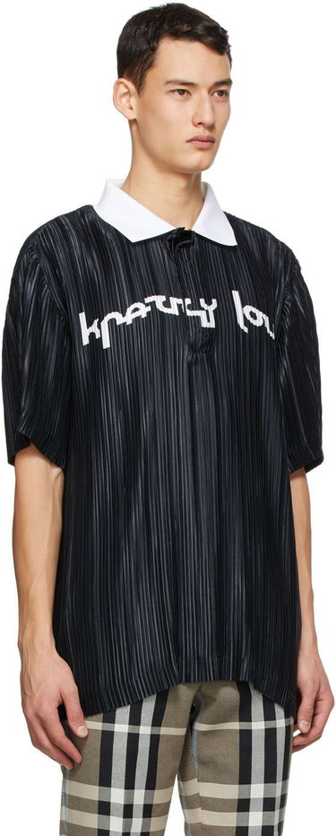 Поло тениска Burberry Burberry 'Crazy Love' Pleated Polo Черно | 4565874, 1